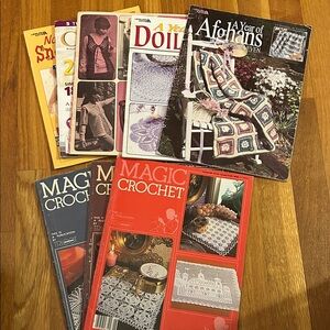 Magic Crochet 1983 & The Gypsy Vest Book 1969  EUC Lot of 7 Books Total 🧶 🧶